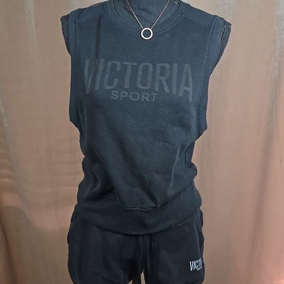 Victoria Sport Open-Back Top with Shorts 2-piece Set - Picture 1 of 16